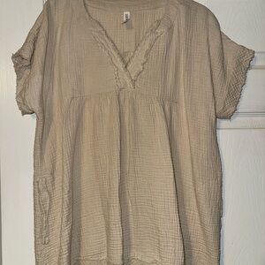 Zenana Outfitters Crinkled Tan Tunic